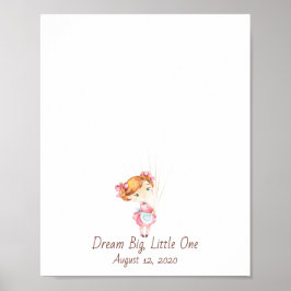 Baby Girl Fingerprint Balloon Guestbook ポスター