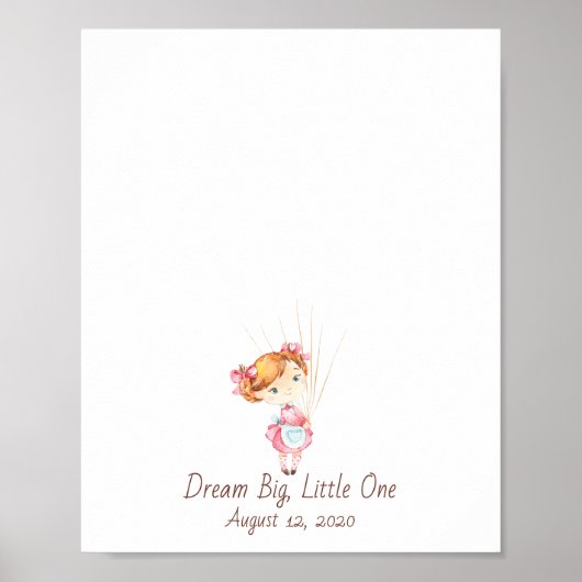 Baby Girl Fingerprint Balloon Guestbook ポスター (正面)