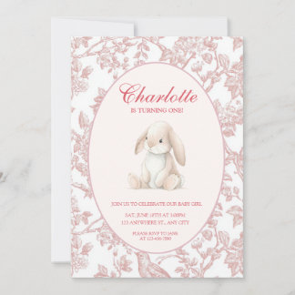 Baby Girl First Birthday Party Invitation 招待状