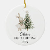 Baby Girl First Christmas Ornament Personalized セラミックオーナメント (正面)