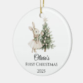 Baby Girl First Christmas Ornament Personalized セラミックオーナメント (左)