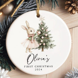 Baby Girl First Christmas Ornament Personalized  セラミックオーナメント