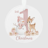 Baby Girl First Christmas Snowman Deer オーナメント (裏面)