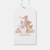 Baby Girl First Christmas Snowman Deer ギフトタグ (正面)
