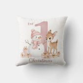 Baby Girl First Christmas Snowman Deer クッション (裏面)