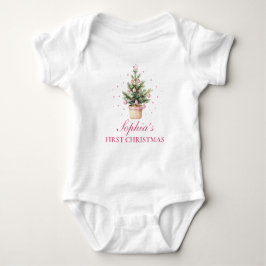 Baby Girl First Christmas Tree ベビーボディスーツ