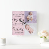 Baby girl First Year Photo Collage Keepsake pink スクエア壁時計 (ホーム)