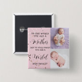 Baby girl First Year Photo Collage Keepsake pink  缶バッジ (正面&裏面)