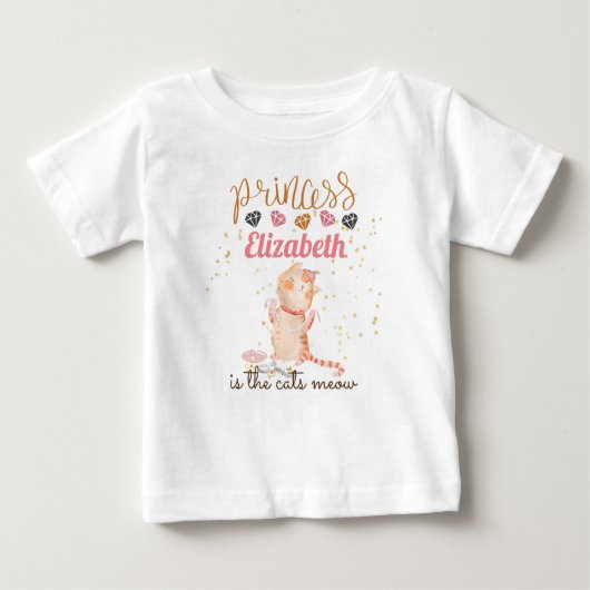 Baby Girl Gives 1stバースデーシャワープリンセス猫 ベビーTシャツ (正面)