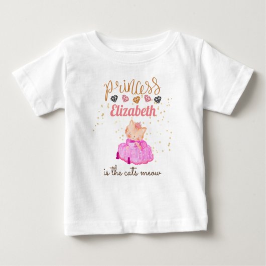 Baby Girl Gives 1stバースデーシャワープリンセス猫 ベビーTシャツ (正面)