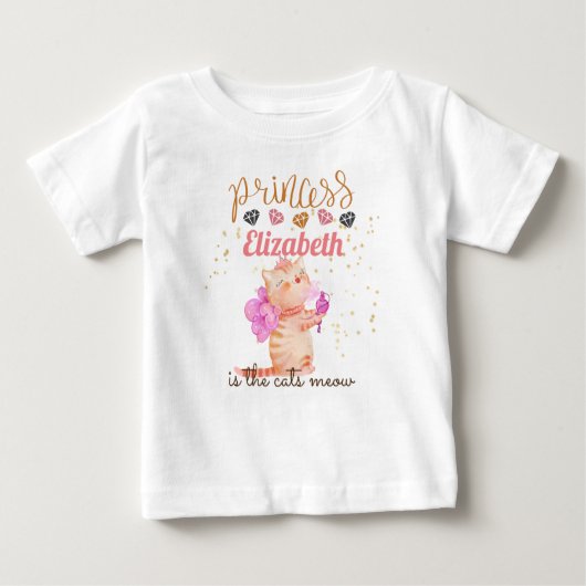 Baby Girl Gives 1stバースデーシャワープリンセス猫 ベビーTシャツ (正面)
