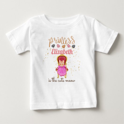 Baby Girl Gives 1stバースデーシャワープリンセス猫 ベビーTシャツ (正面)