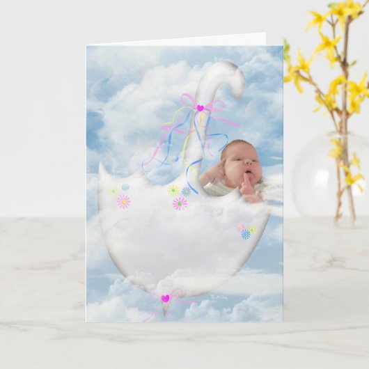 Baby Girl in Clouds カード (黄色い花)