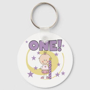 Baby Girl is One誕生日Tシャツ&ギフト キーホルダー