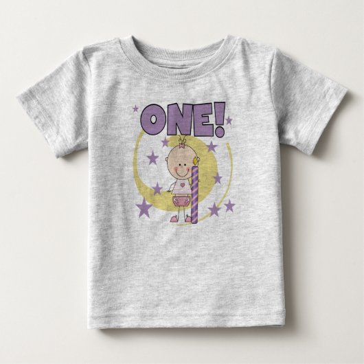Baby Girl is One誕生日Tシャツ&ギフト ベビーTシャツ (正面)