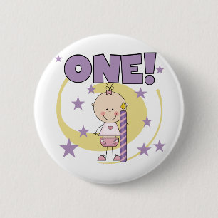 Baby Girl is One誕生日Tシャツ&ギフト 缶バッジ
