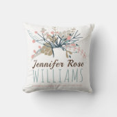 Baby Girl Keepsake写真誕生統計 クッション (正面)