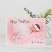 Baby Girl Merry Christmas Photo シーズンカード (スタンド正面)