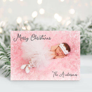 Baby Girl Merry Christmas Photo シーズンカード