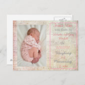 Baby Girl Musical Notes誕生アナウンスポストカード 案内ポストカード (正面/裏面)