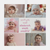 Baby Girl My First Year Photo Collageクリスマス ガラスオーナメント (裏面)