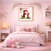 Baby Girl Nursery Letter F Fairy Floral ポスター