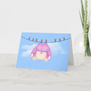 Baby Girl on Clotheslineカード カード