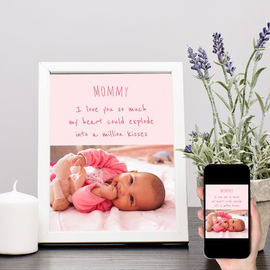 Baby Girl Photo and Cute Words for Mommy ポスター