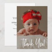 Baby Girl Photo Birth Announcement サンキューカード (正面/裏面)