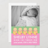 Baby Girl Photo Card Birth Announcements 案内状 (正面/裏面)