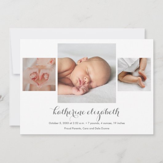 Baby Girl Photo Collage Birth Announcements (裏面)