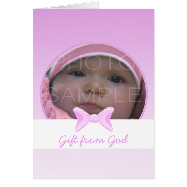 Baby girl Photo Gift from God Pink bow Bible verse (正面)