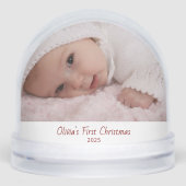 Baby Girl Photo My First Christmas Red Typography (正面)