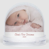 Baby Girl Photo My First Christmas Red Typography (裏面)