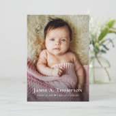 Baby Girl Photos Thank you Heart Modern Birth 案内状 (スタンド正面)