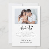 Baby Girl Photos Thank you Heart Modern Birth 案内状 (裏面)