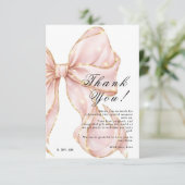 Baby Girl Pink Bow Baby Shower サンキューカード (スタンド正面)