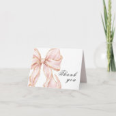 Baby Girl Pink Bow Baby Shower サンキューカード (正面)