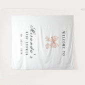 Baby Girl Pink Bow Baby Shower Invitation タペストリー (正面(横))