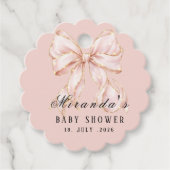 Baby Girl Pink Bow Baby Shower Invitation フェイバータグ (正面)