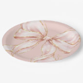 Baby Girl Pink Bow Baby Shower Invitation ペーパープレート (アングル)