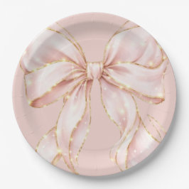 Baby Girl Pink Bow Baby Shower Invitation ペーパープレート