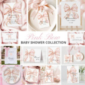 Baby Girl Pink Bow Baby Shower Invitation 招待状