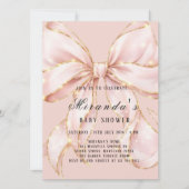 Baby Girl Pink Bow Baby Shower Invitation 招待状 (正面)