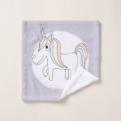 Baby Girl Pink Doodle Unicornハートパターン名 バスタオルセット (ウォッシュタオル)