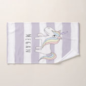 Baby Girl Pink Doodle Unicornハートパターン名 バスタオルセット (ハンドタオル)