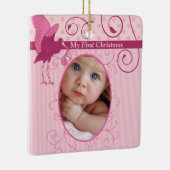 Baby Girl Pink Stork誕生写真 セラミックオーナメント (右)