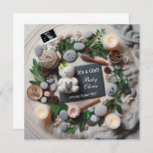  Baby Girl Pregnancy Announcement for Social Media 案内状 (正面/裏面)