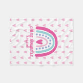 Baby Girl Rainbow and Hearts Personalized フリースブランケット (正面(横))