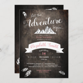 Baby girl Rustic adventure babyshower 招待状